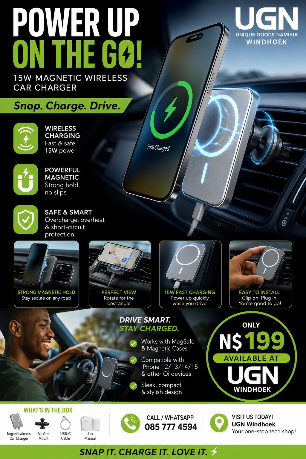 15W Magnetic Wireless Car Charger