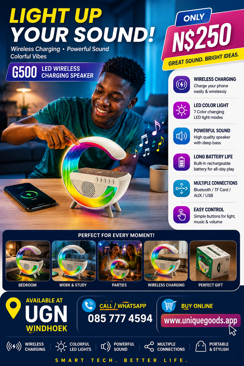 G500 LED Wireless Charging Speaker