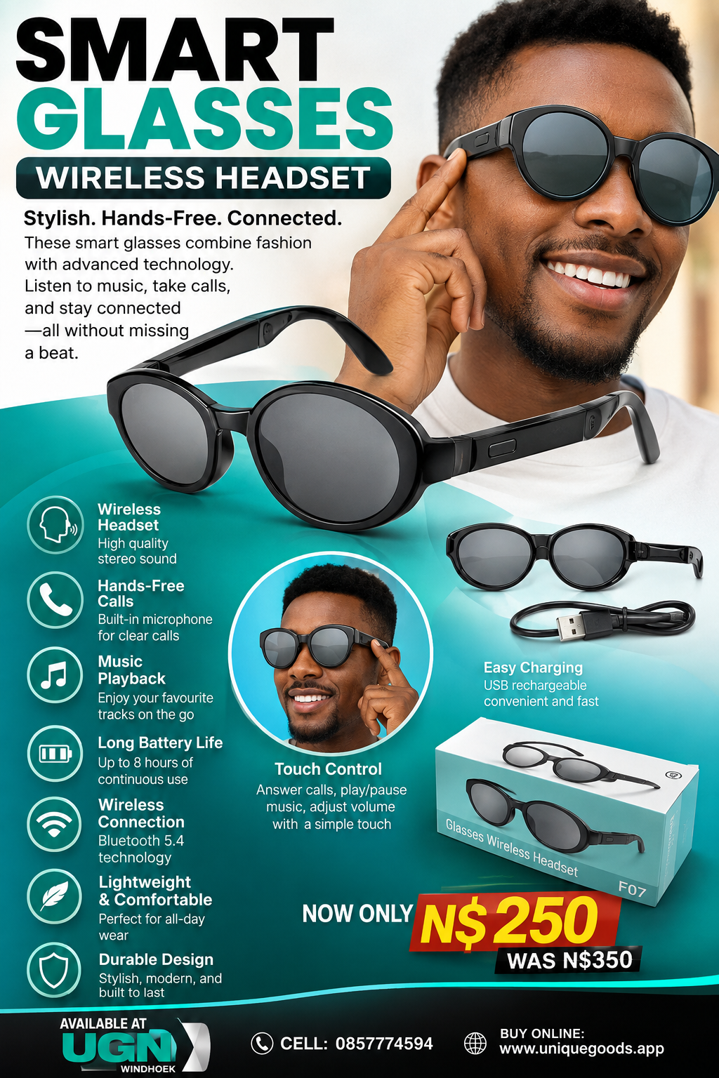 F07 Smart Glasses Wireless Headset