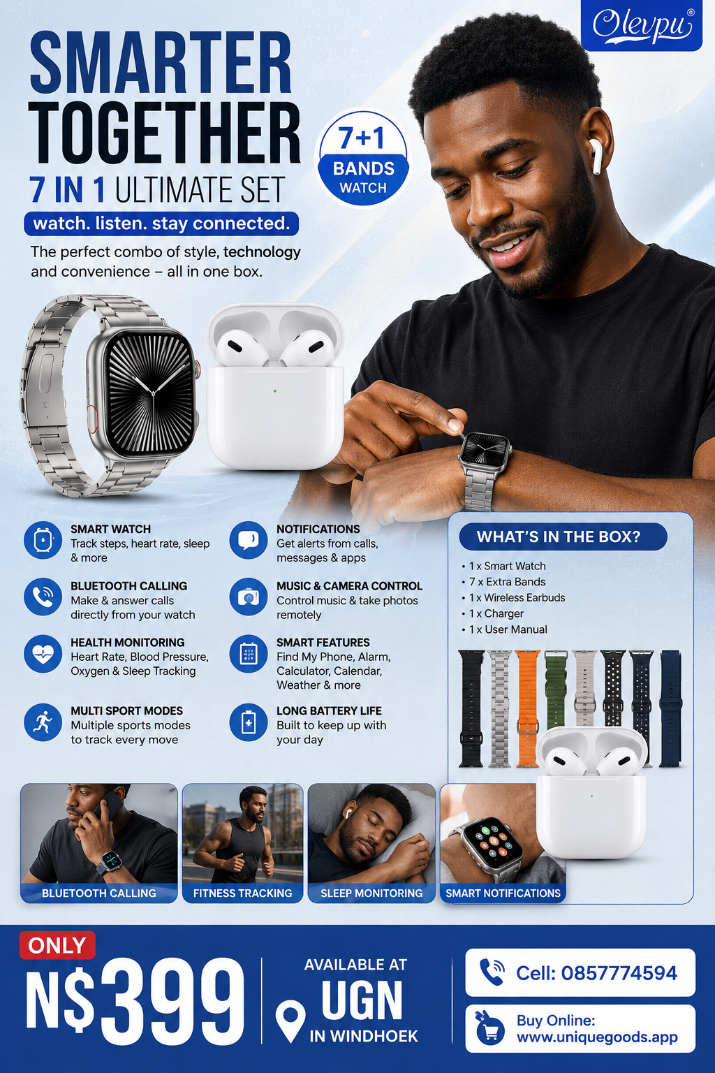 🔥 7-IN-1 SMART WATCH & EARBUDS SET! 🔥